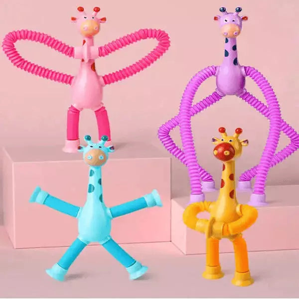 Kit com 4 Giraesticas - Girafas Fofas e Coloridas com Ventosa