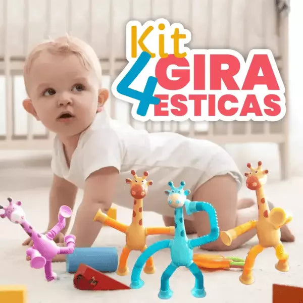 Kit com 4 Giraesticas - Girafas Fofas e Coloridas com Ventosa